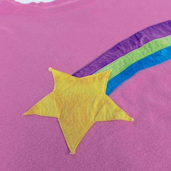 GRAVITY FALLS Hand Made Mabel's Rainbow Star Sweatshirt Girls Plus XL 14/16 - Picture 3 of 7